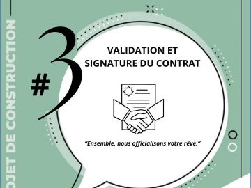 🏡 Étape 3/7 – Validation et signature du contrat

Votre projet prend forme !

Après la finalisation des plans et des prestations, vient le moment...