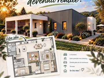 🏡 Et si votre idée devenait réalité ?

Tout commence par une idée, quelques traits sur un plan… ✏️
Puis, petit à petit, votre projet prend vie et devient...